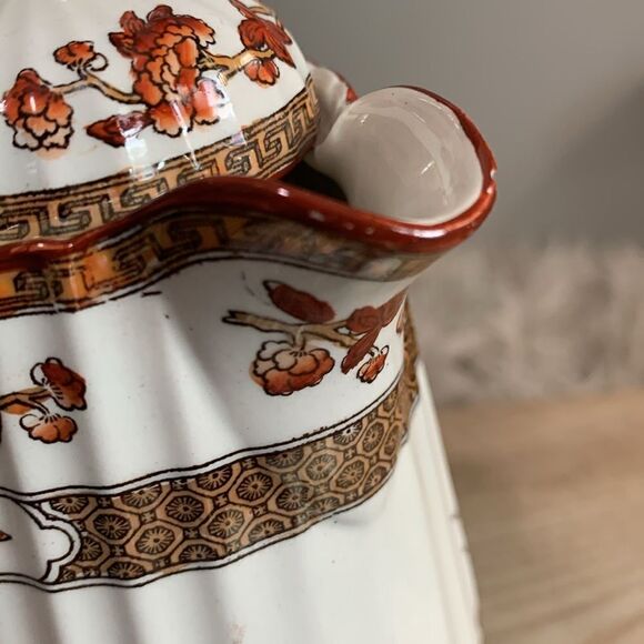 As Is Damaged Copeland Spode Indian Tree Small Pitcher Orange Floral Scallop - Picture 5 of 17